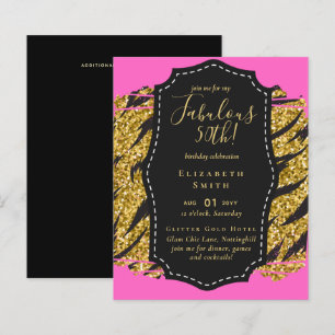 BUDGET Fabulous 50th Birthday Glam Chick Invitenis