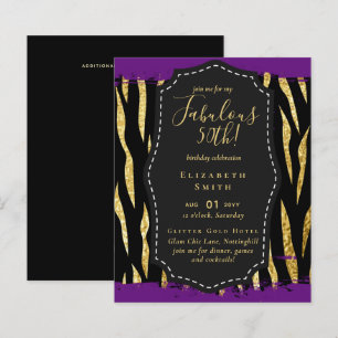 BUDGET Fabulous 50th Birthday Glam Chick Invitenis