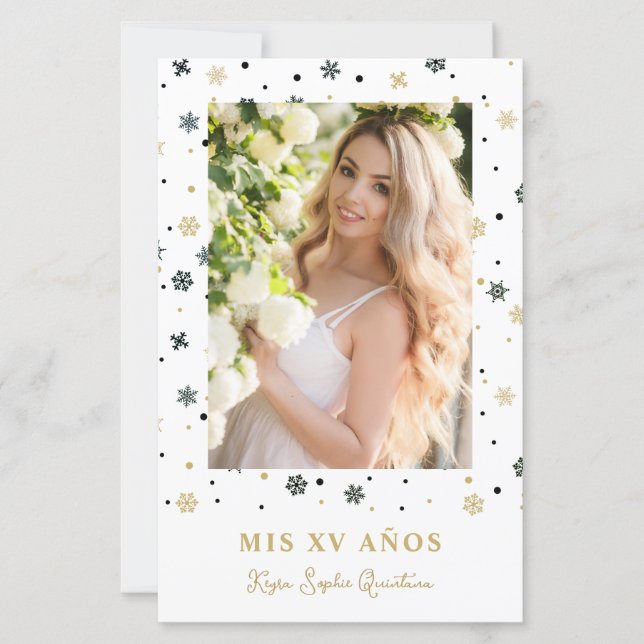 Budget Fake Golden Snowflake Quinceañera Spanish (Front)