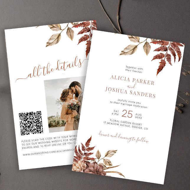 Budget fall all in one QR wedding invitation (Creator Uploaded)