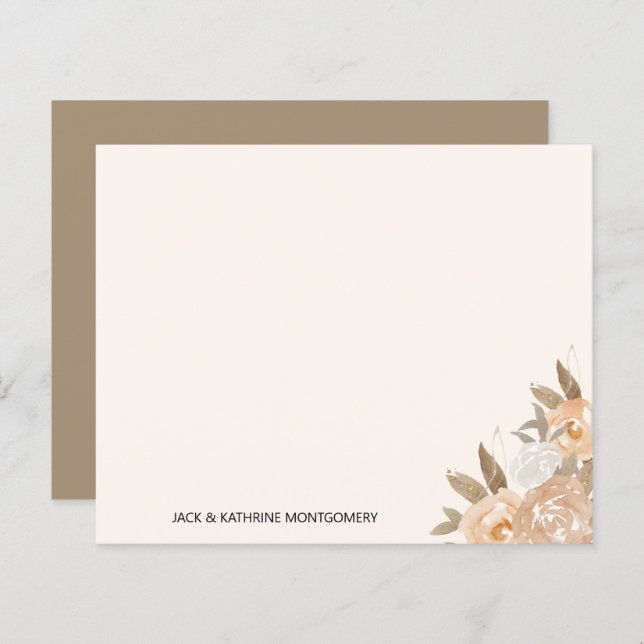 Budget Fall Floral Elegant Personalized Note Card (Front/Back)