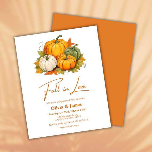 Budget Fall in Love Autumn Engagement Party Invite (Budget Fall in Love Autumn Rustic Pumpkin Fall Engagement Party Invitation    )