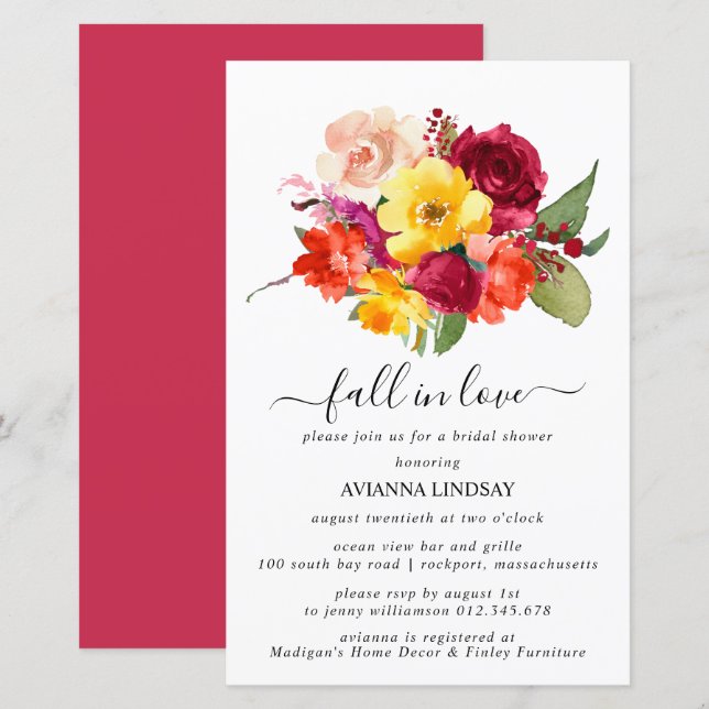 Budget Fall in Love Autumn Floral Bridal Shower (Front/Back)