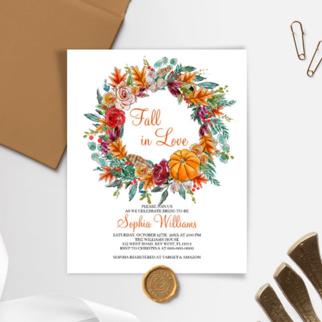 Budget Fall in Love Bridal Shower Invitation (Creator Uploaded)