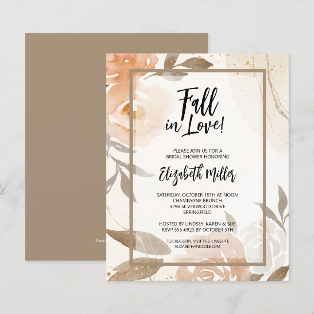 Budget Fall in Love Bridal Shower Invitations (Front/Back)