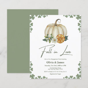 Budget Fall in Love Green Engagement Party Invite