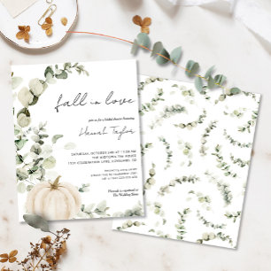 Budget Fall In Love Pumpkin Bridal Shower Invite