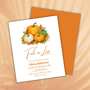 Budget Fall in Love Pumpkin Bridal Shower Invite