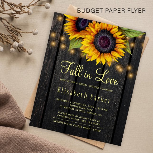 Budget fall in love sunflower bridal shower invite flyer (Creator Uploaded)