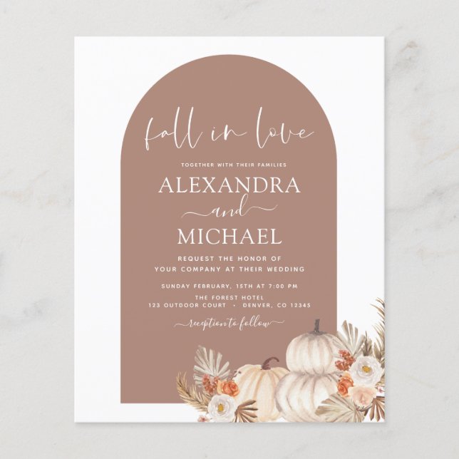 Budget Fall in Love Wedding Terracotta Flyer (Front)
