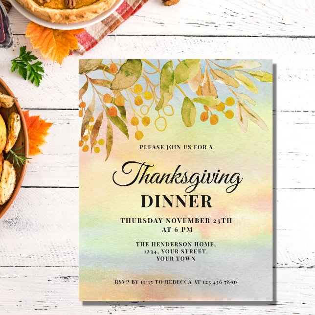 Budget Fall Leaves Thanksgiving Dinner Invitation (Creator Uploaded)