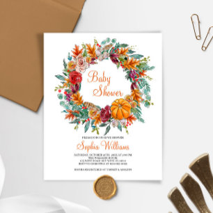 Budget Fall Pumpkin Baby Shower Invitation