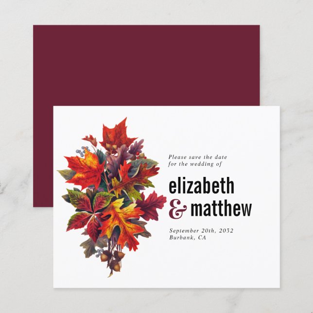 Budget Fall Wedding Save the Date (Front/Back)