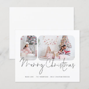 BUDGET Family 2 Photos Script Merry Christmas Card
