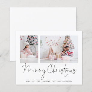 Budget Family 2 Photos Script Merry Christmas Card
