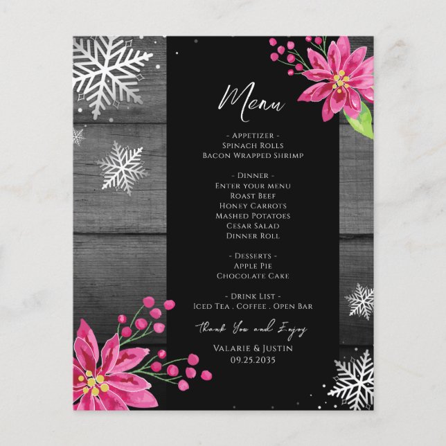 Budget Family Christmas Dinner Menu (Front)