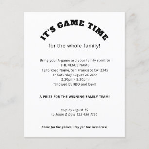 Budget Family Games Day Slogan Black White