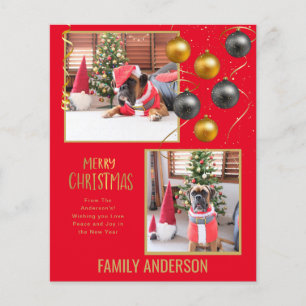 BUDGET Family PHOTO Christmas Greeting Gold Flyer
