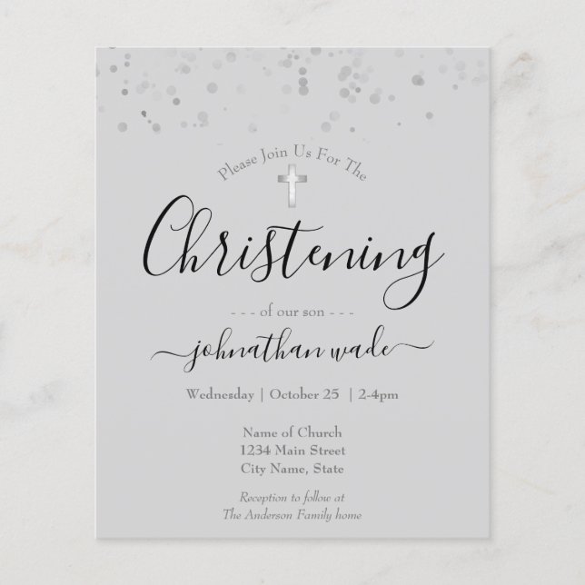 Budget Fancy Script Christening Flyer (Front)
