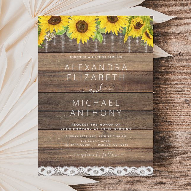 Budget Farmhouse Sunflower Wedding Invitation Flyer (Creator Uploaded)