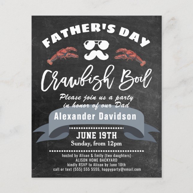 BUDGET Father's Day Chalk Crawfish Boil Invitation (Front)