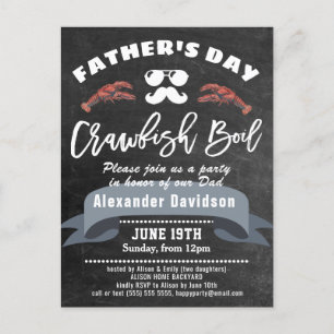 BUDGET Father's Day Chalk Crawfish Boil Invitation Postcard