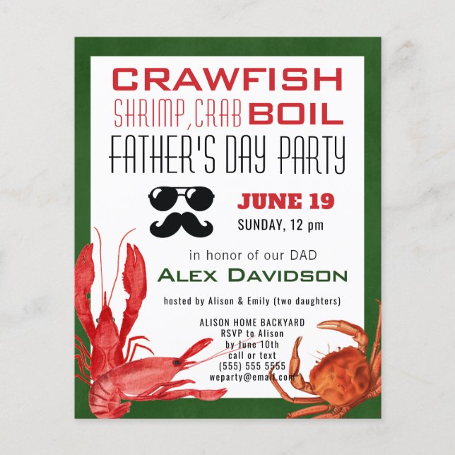 BUDGET Father's Day Seafood Boil Party Invitation (Front)