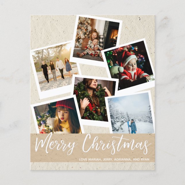 Budget Faux Kraft Multi Photo Instant Christmas Flyer (Front)