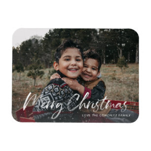 Budget Faux Snow Merry Christmas Photo Magnet