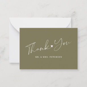 Budget fern green wedding thank you script card