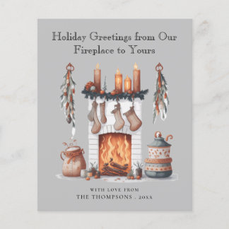 Budget Festive Fireplace Merry Christmas Card