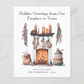 Budget Festive Fireplace Merry Christmas Card