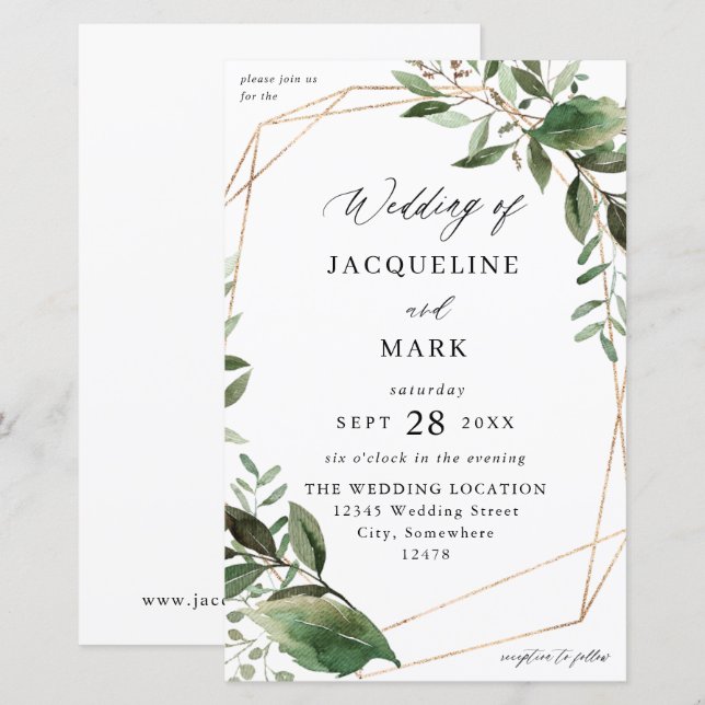 Budget Feuilles & Eucalyptus Gold Mariage MEDIUM (Devant / Derrière)