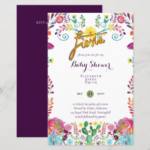 BUDGET Fiesta Baby Shower Folk Art Flowers Invite