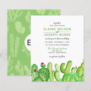 Budget Fiesta Cactus Green Wedding Invitation