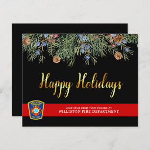 Budget Fire Department Thin Red Line Holiday Card