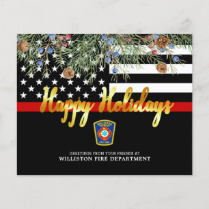 Budget Fire Department Thin Red Line Holiday Card