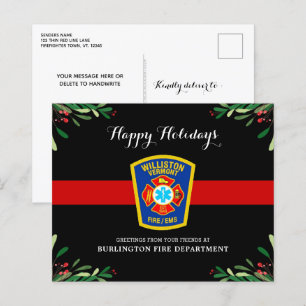 Budget Fire Department Thin Red Line Holiday Card