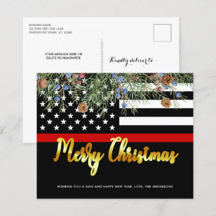 Budget Firefighter Merry Christmas Postcard