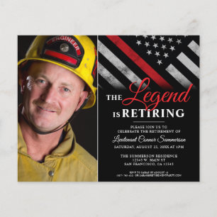 Budget Firefighter Retirement Photo Invitation