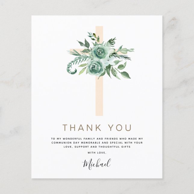 Budget First Holy Communion Thank You Eucalyptus Flyer (Front)
