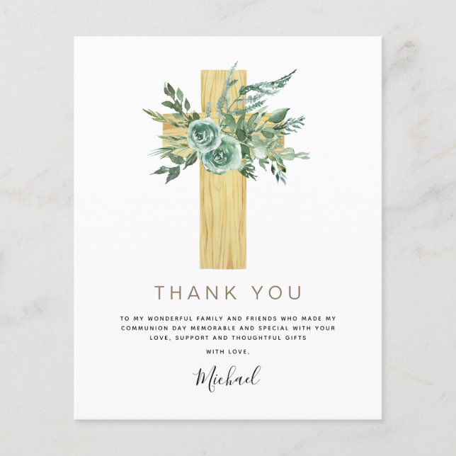 Budget First Holy Communion Thank You Eucalyptus Flyer (Front)