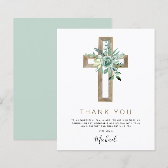 Budget First Holy Communion Thank You Greenery (Front/Back)