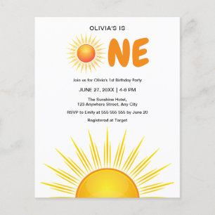 Budget First Trip Around the Sun Birthday Invite  Flyer