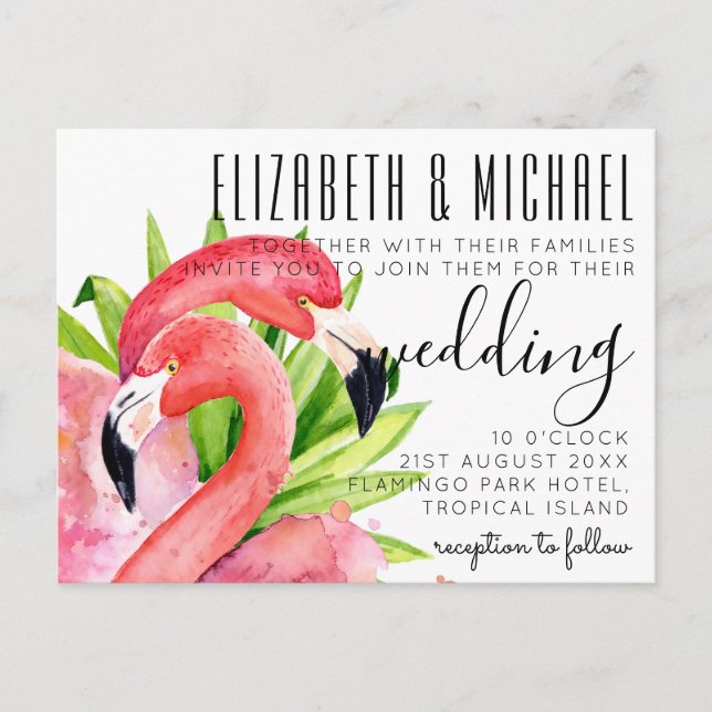 Budget Flamants roses tropicaux Invitations de mar (Devant)