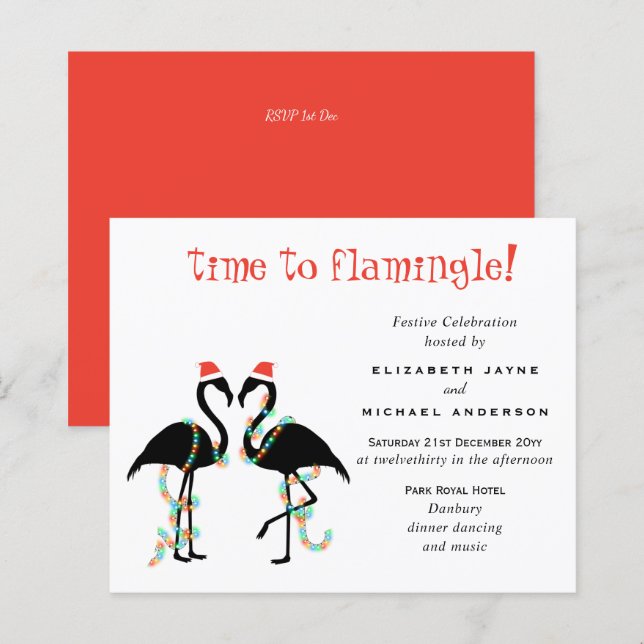 Budget Flamingo Christmas Party Invitations (Front/Back)