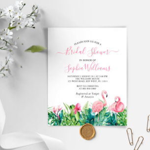 Budget Flamingos Tropical Bridal Shower Invitation