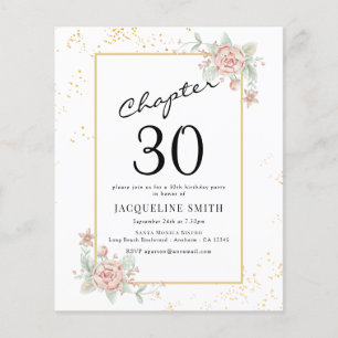 Budget Floral 30th Birthday Invitation Flyer