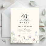 Budget Floral 40th Birthday Invitation<br><div class="desc">Celebrate in style with a garden floral calligraphy 40th birthday invitation, perfect for a milestone event. Featuring vibrant floral designs and elegant calligraphy, this invitation sets a whimsical yet sophisticated tone for your celebration. The lush garden theme blends natural beauty with graceful typography, creating a timeless and inviting look. Ideal...</div>