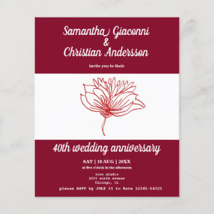 Budget Floral 40th Wedding Anniversary Invitation